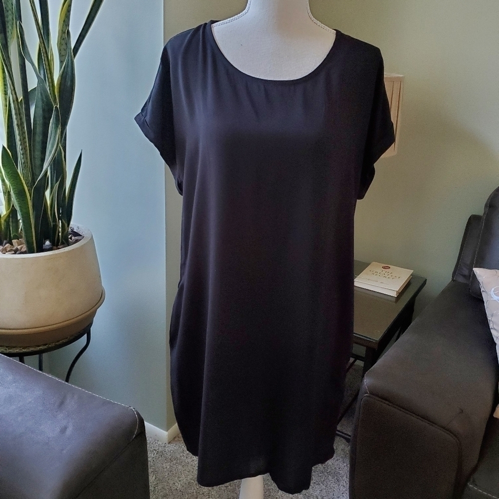 Mayberrys Fashion Black short sleeve dress with po